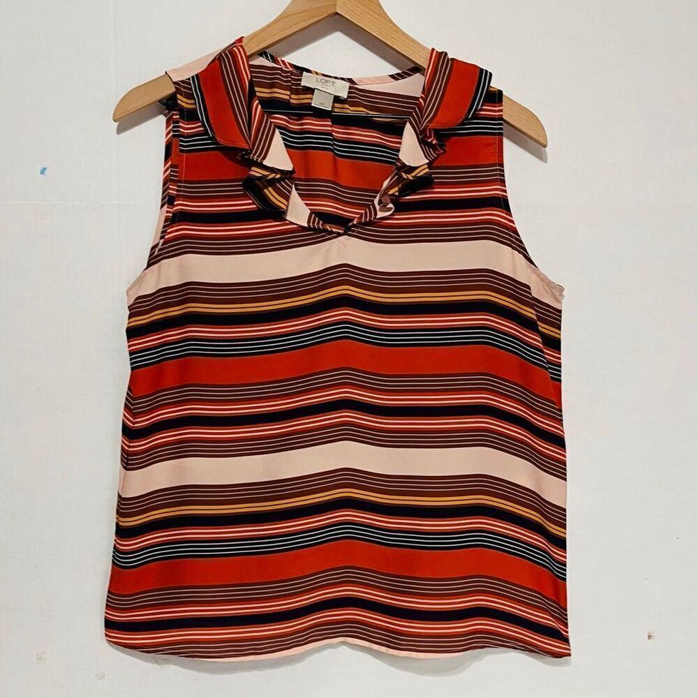 Loft Outlet Petite Striped Sleeveless Top   Size MP